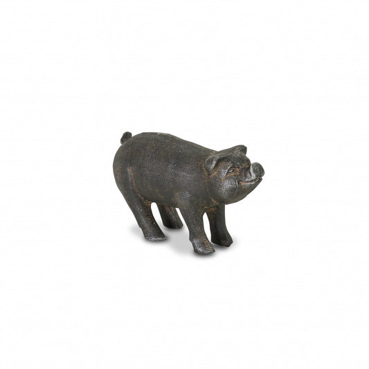5" Black Cast Iron Pig Hand Painted Sculpture - Homeroots