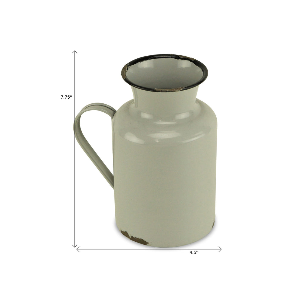 8" Gray and Black Metal Rustic Decorative Water Jug - Homeroots