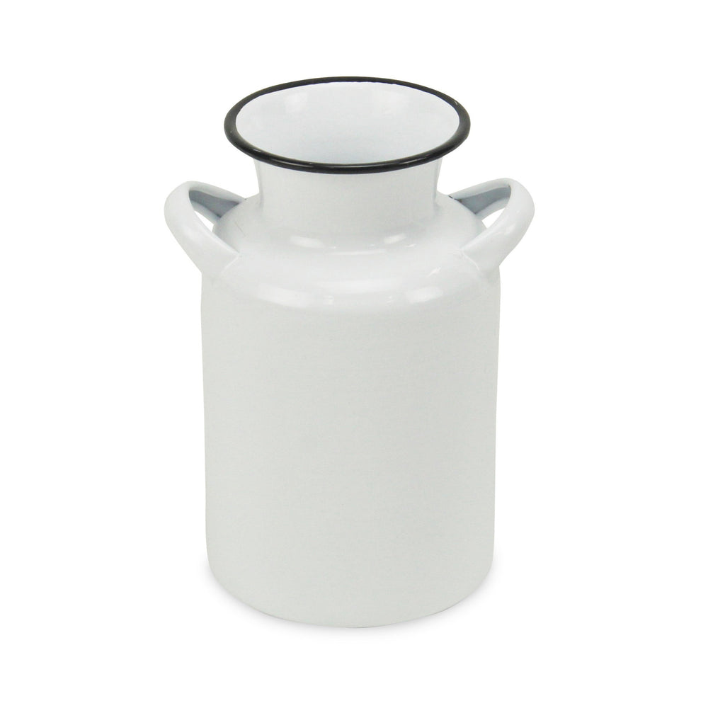 8" White and Black Rustic Cow Decorative Milk Jug