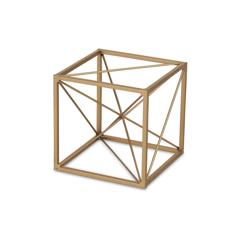 6" Gold Metal Cube Sculpture - Homeroots