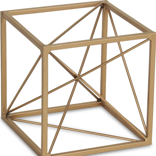 6" Gold Metal Cube Sculpture - Homeroots