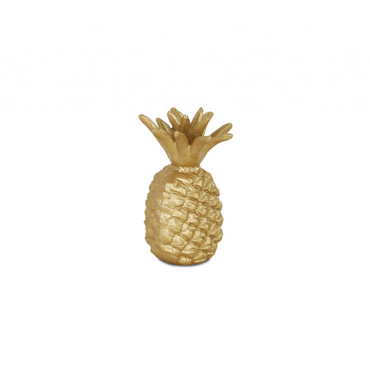 8" Gold Cast Iron Pineapple Hand Painted Sculpture