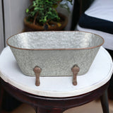 7" Gray and Gold Galvanized Metal Hand Painted Bathtub Sculpture