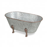 7" Gray and Gold Galvanized Metal Hand Painted Bathtub Sculpture