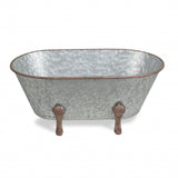 7" Gray and Gold Galvanized Metal Hand Painted Bathtub Sculpture