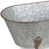 7" Gray and Gold Galvanized Metal Hand Painted Bathtub Sculpture
