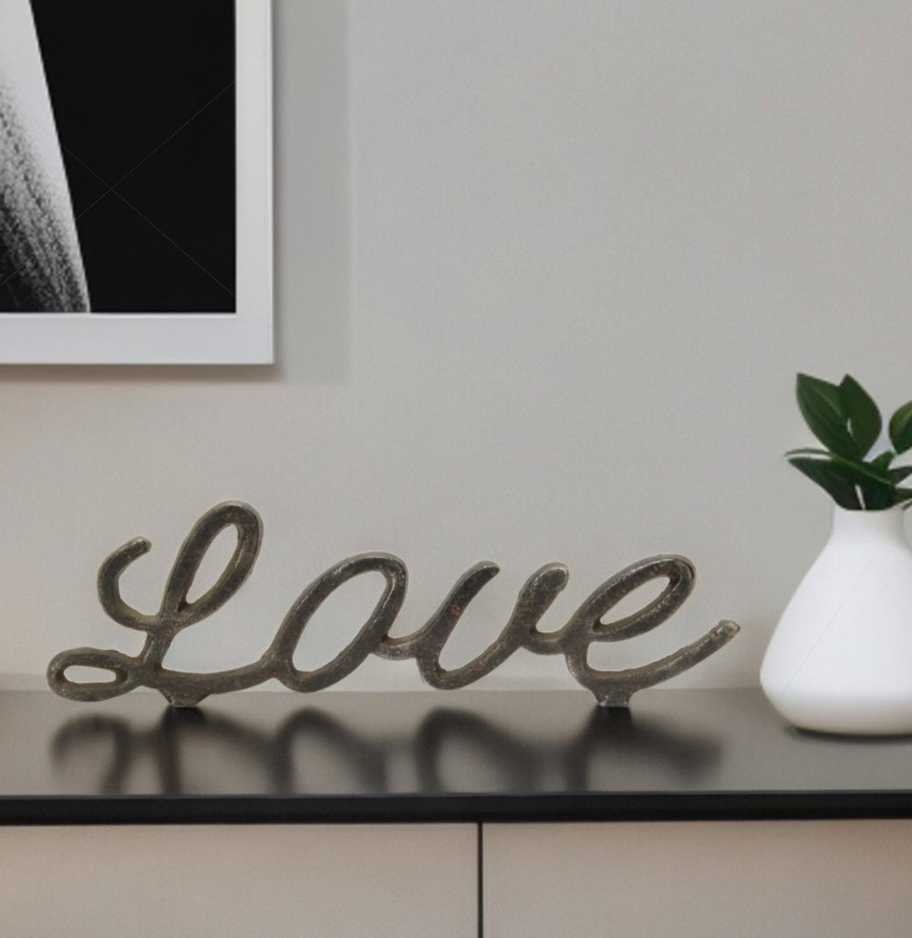 3" Black Cast Iron Love Hand Painted Sculpture - Homeroots - Flyclothing LLC