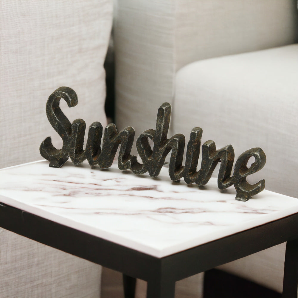 3" Black Cast Iron Hand Painted Sunshine Sculpture - Homeroots