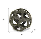 4" Natural Black Cast Iron Abstract Decorative Orb
