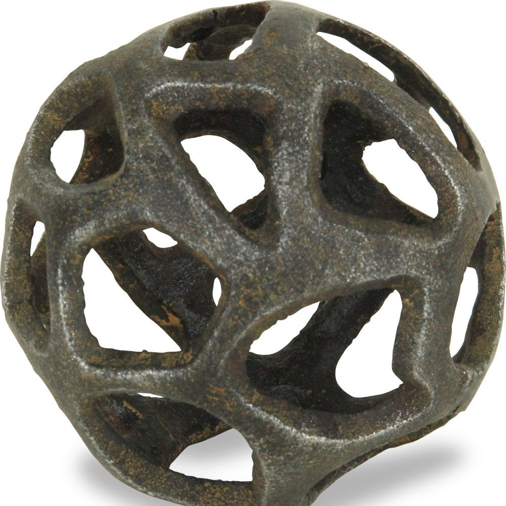 4" Natural Black Cast Iron Abstract Decorative Orb - Homeroots