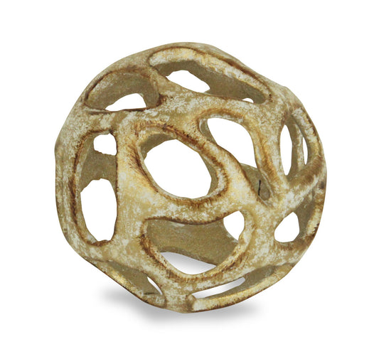4" Rustic Gold Cast Iron Abstract Decorative Orb