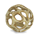 4" Rustic Gold Cast Iron Abstract Decorative Orb