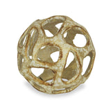 4" Rustic Gold Cast Iron Abstract Decorative Orb - Homeroots