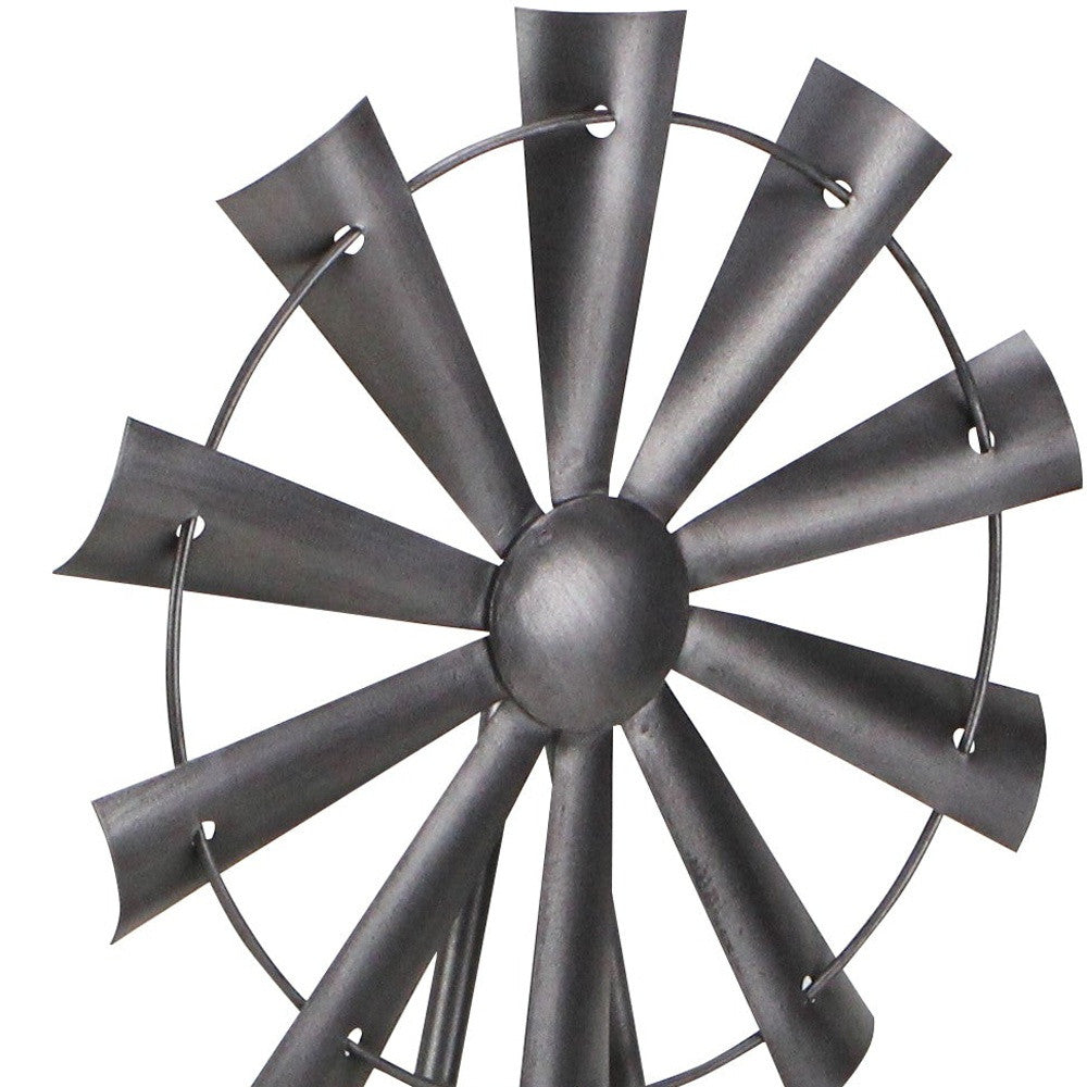 21" Gray Metal Windmill Hand Painted Sculpture - Homeroots