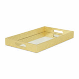 16" Gold Rectangular Wood Handmade Tray With Handles - Homeroots - Flyclothing LLC