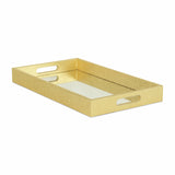16" Gold Rectangular Wood Handmade Tray With Handles - Homeroots - Flyclothing LLC