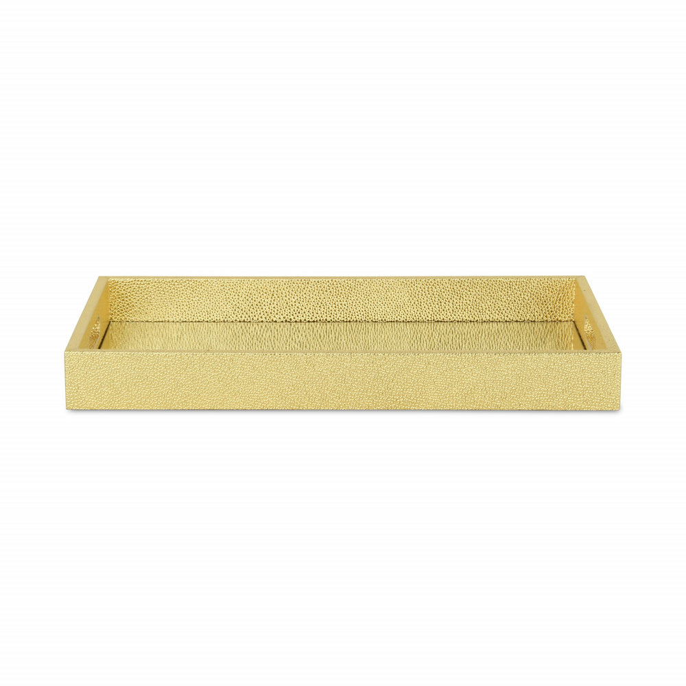 16" Gold Rectangular Wood Handmade Tray With Handles - Homeroots - Flyclothing LLC