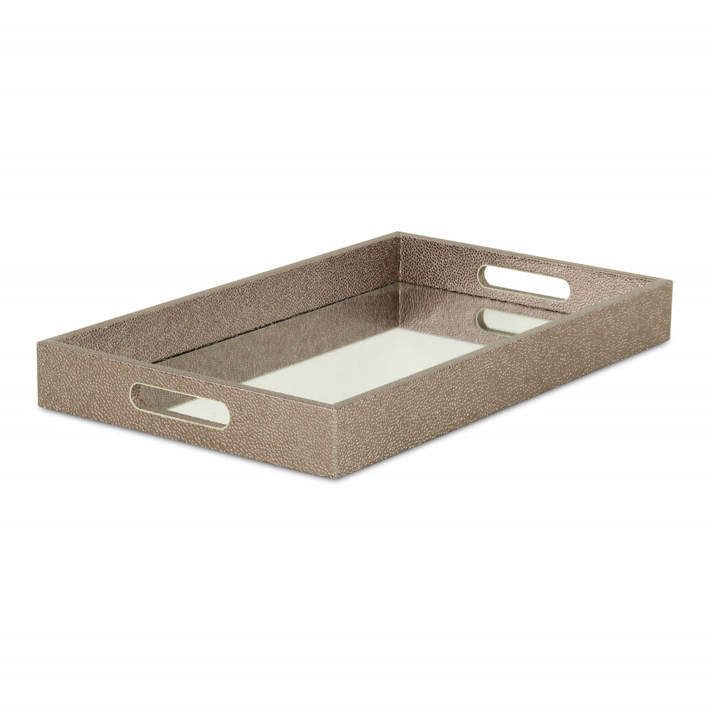16" Gray Rectangular Wood Handmade Tray With Handles - Homeroots - Flyclothing LLC