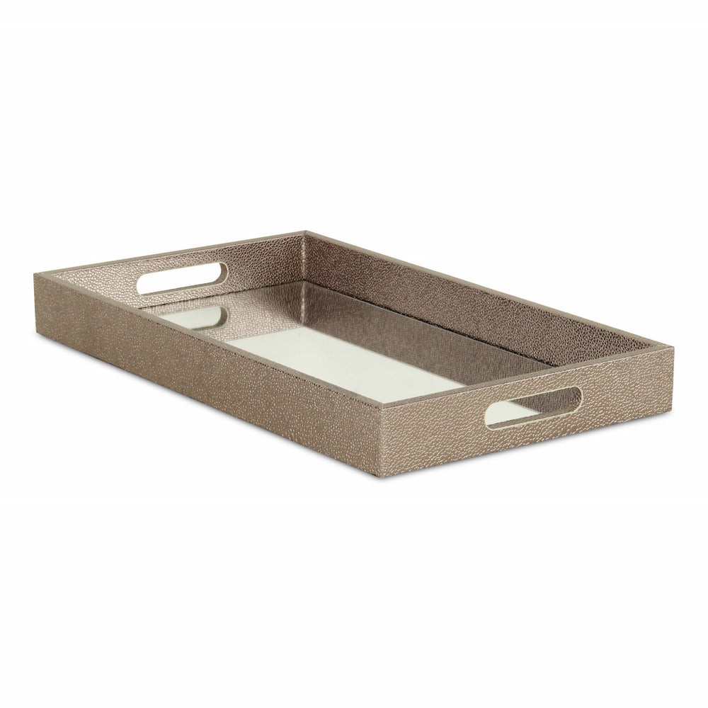16" Gray Rectangular Wood Handmade Tray With Handles - Homeroots - Flyclothing LLC