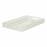 16" Silver Rectangular Wood Handmade Tray With Handles - Homeroots - Flyclothing LLC