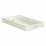 16" Silver Rectangular Wood Handmade Tray With Handles - Homeroots - Flyclothing LLC