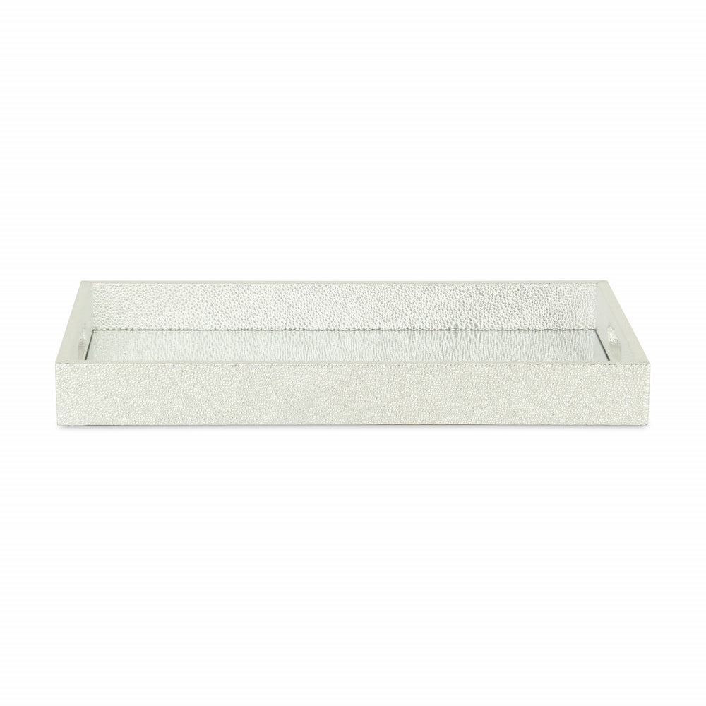 16" Silver Rectangular Wood Handmade Tray With Handles - Homeroots - Flyclothing LLC