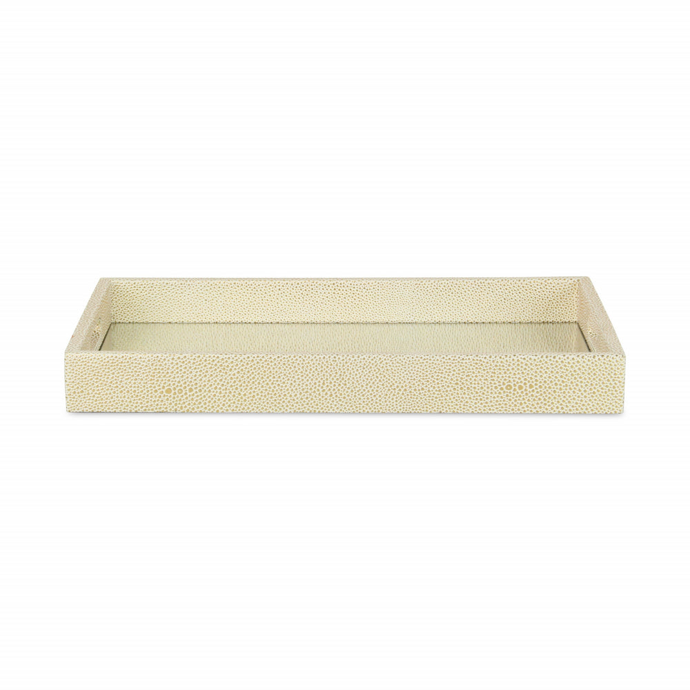 16" White Gold Rectangular Wood Handmade Tray With Handles - Homeroots - Flyclothing LLC