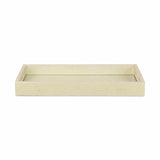 16" White Gold Rectangular Wood Handmade Tray With Handles - Homeroots - Flyclothing LLC