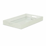 16" White Silver Rectangular Wood Handmade Tray With Handles - Homeroots - Flyclothing LLC
