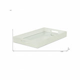16" White Silver Rectangular Wood Handmade Tray With Handles - Homeroots - Flyclothing LLC
