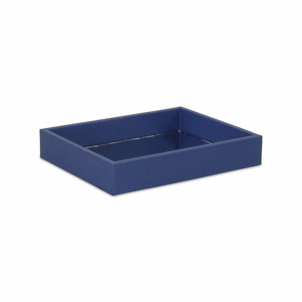 10" Navy Blue Rectangular Wood Handmade Tray - Homeroots - Flyclothing LLC
