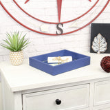10" Navy Blue Rectangular Wood Handmade Tray - Homeroots - Flyclothing LLC