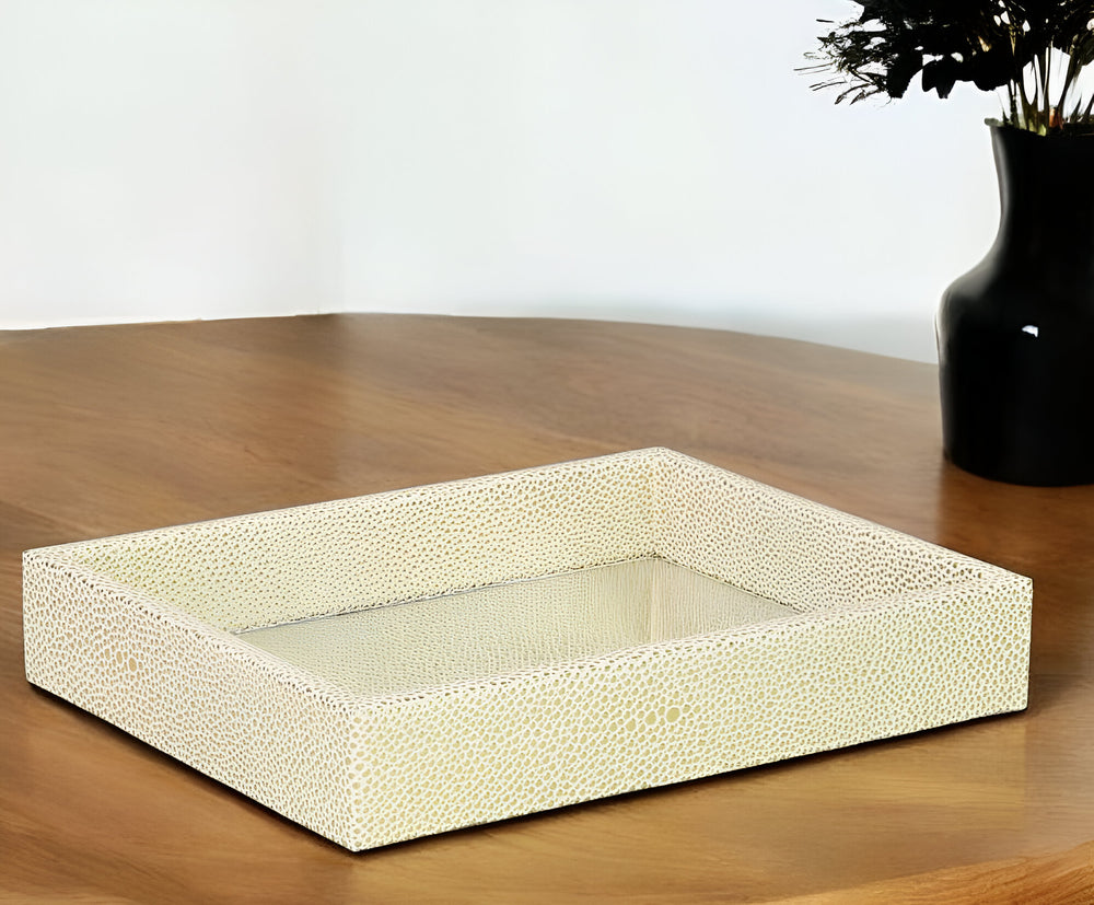 10" White and Gold Rectangular Wood Handmade Serving Tray - Homeroots - Flyclothing LLC