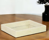 10" White and Gold Rectangular Wood Handmade Serving Tray - Homeroots - Flyclothing LLC