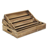 19" Brown Rectangular Wood Handmade Tray With Handles - Homeroots - Flyclothing LLC