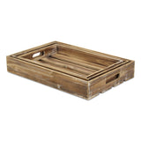19" Brown Rectangular Wood Handmade Tray With Handles - Homeroots - Flyclothing LLC