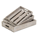 19" Gray Rectangular Wood Handmade Tray With Handles - Homeroots - Flyclothing LLC