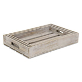 19" Gray Rectangular Wood Handmade Tray With Handles - Homeroots - Flyclothing LLC