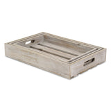 19" Gray Rectangular Wood Handmade Tray With Handles - Homeroots - Flyclothing LLC