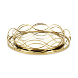 15" Gold Round Metal Handmade Tray With Handles - Homeroots - Flyclothing LLC