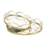 15" Gold Round Metal Handmade Tray With Handles - Homeroots - Flyclothing LLC