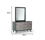 40" Black Ash Veneer Rectangle Wall Mounted Dresser Mirror Engineered Wood Framed - Homeroots - Flyclothing LLC