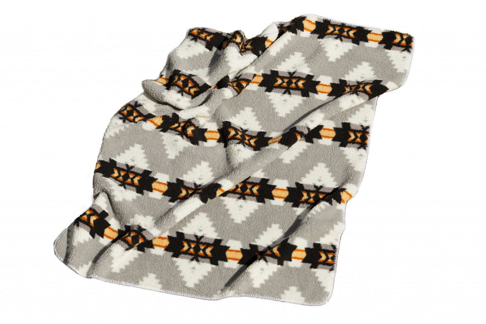 Gray Knitted Sherpa Geometric Reversable Throw - Homeroots - Flyclothing LLC