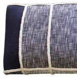 47" Blue And Gray Textural White Leg Upholstered Bench