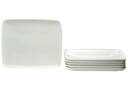 White Six Piece Rectangle Porcelain Service For Six Dinner Plate Set - Homeroots - Flyclothing LLC