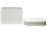White Six Piece Rectangle Porcelain Service For Six Dinner Plate Set - Homeroots - Flyclothing LLC