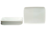 White Six Piece Rectangle Porcelain Service For Six Dinner Plate Set - Homeroots - Flyclothing LLC