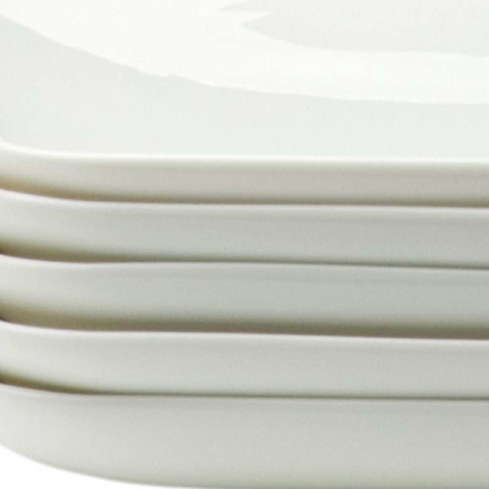 White Six Piece Rectangle Porcelain Service For Six Dinner Plate Set - Homeroots - Flyclothing LLC