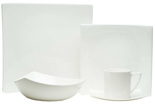 White Five Piece Square Bone China Dinnerware Set - Homeroots - Flyclothing LLC