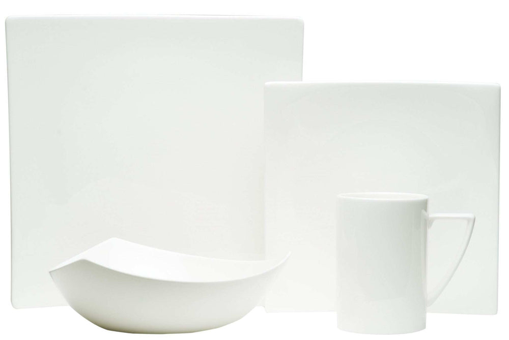 White Four Piece Square Bone China Dinnerware Set - Homeroots - Flyclothing LLC